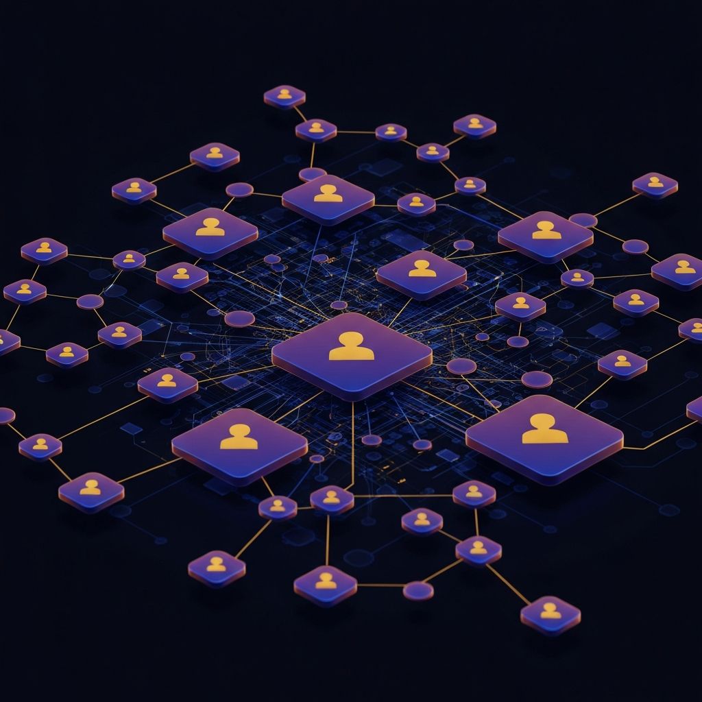 Talent database visualization with interconnected candidate profiles and AI matching